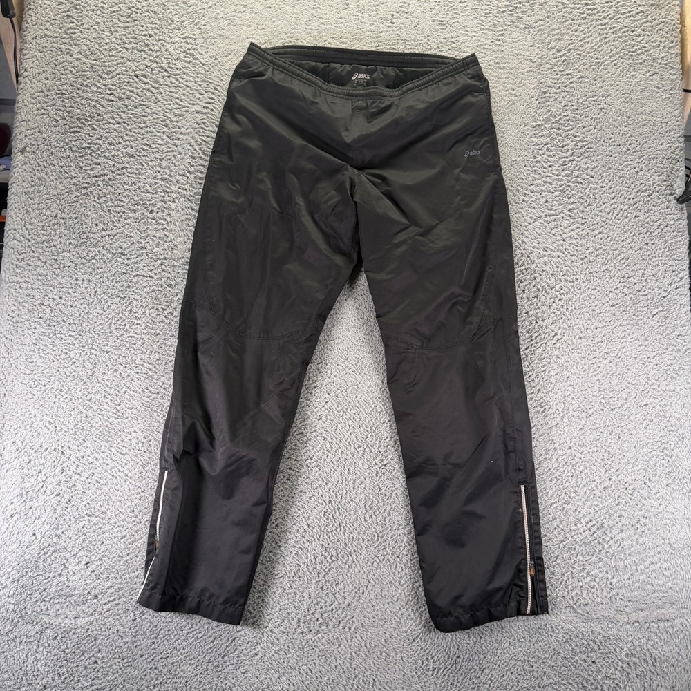 Asics Pant Mens M Black Polyester Track Straight Leg Performance Running Sports